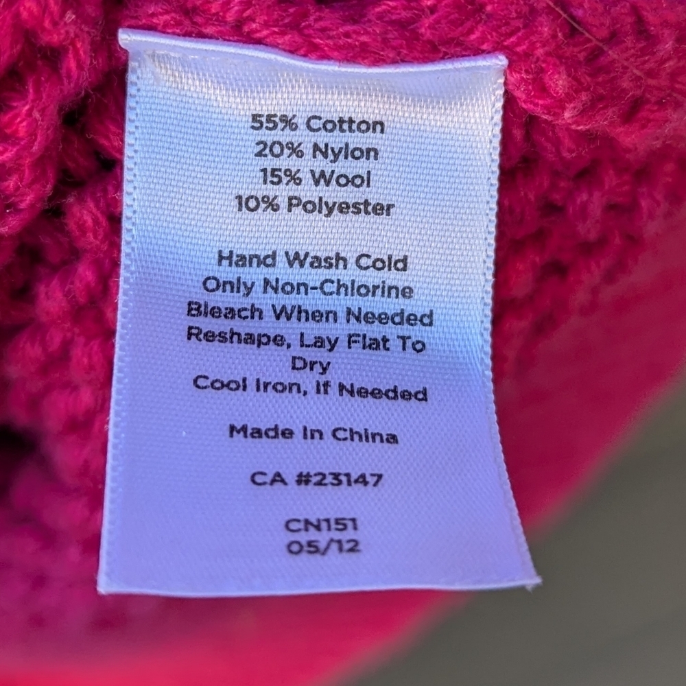 Talbots Magenta Pink Cable Knit Crew Neck Sweater Size Large Cotton Wool - Picture 4 of 6